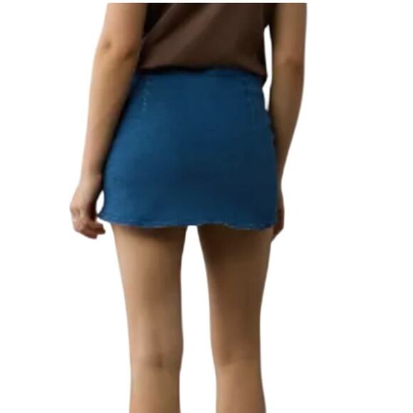 New American Eagle Womens Medium 100% Cotton Side Zip Denim Mini Jean Skort - Picture 3 of 6